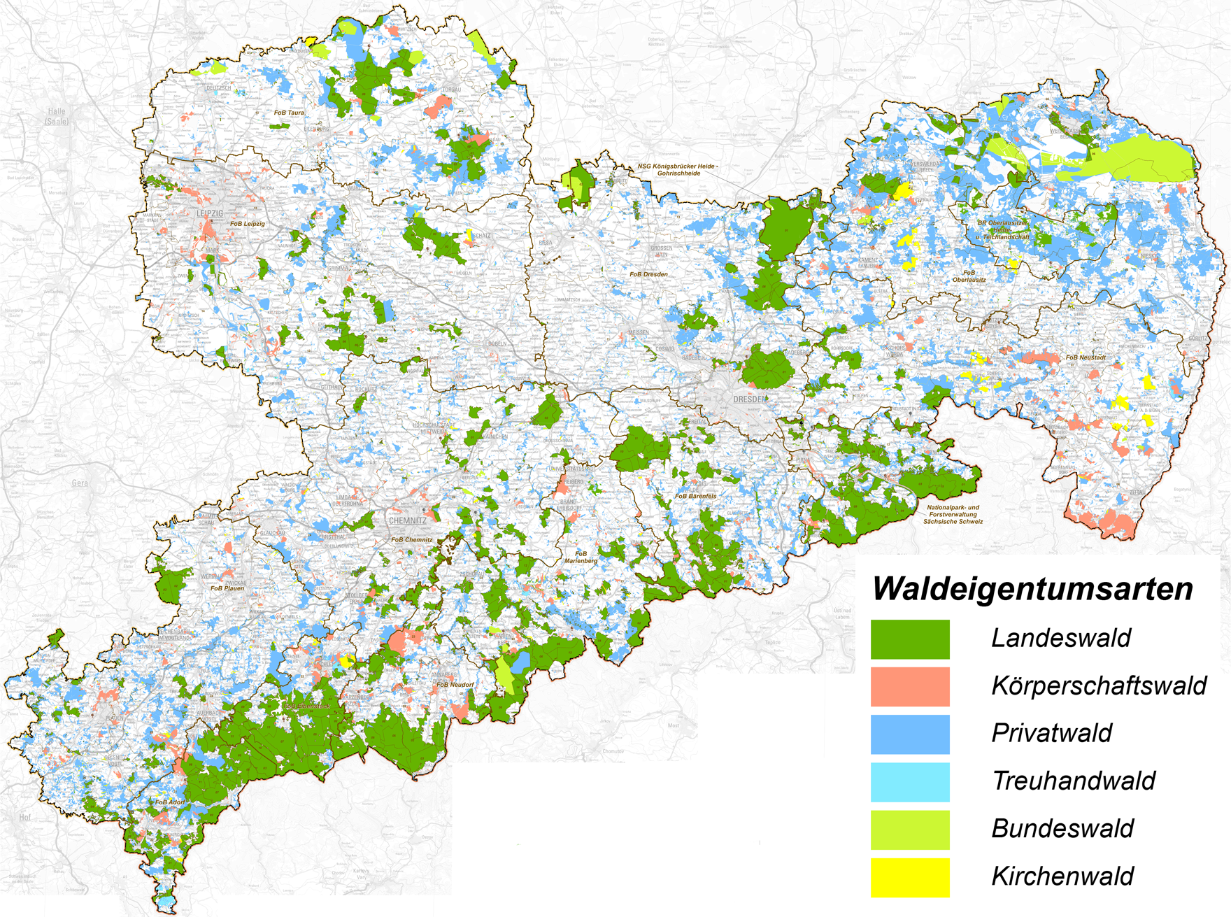 Waldeigentumsarten in Sachsen