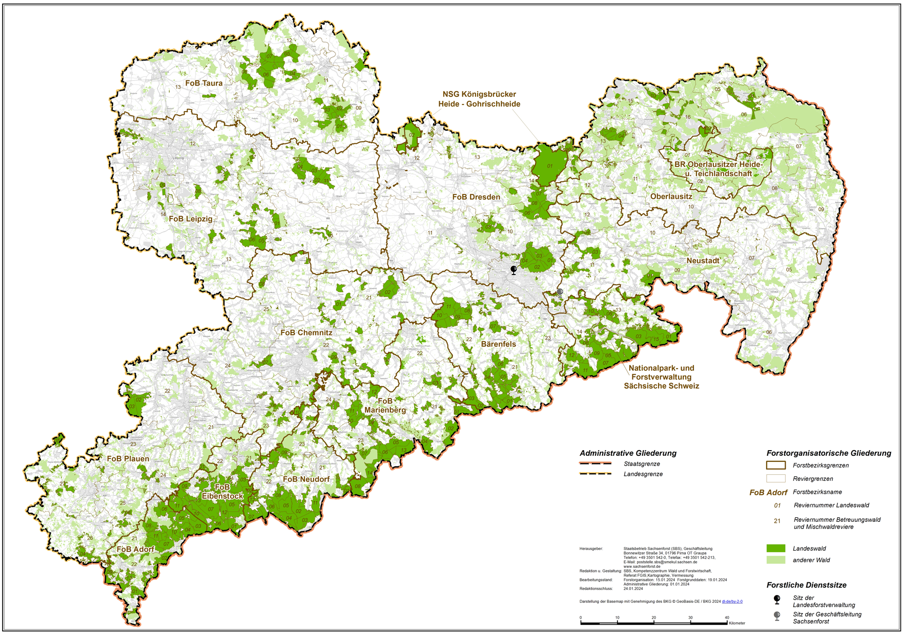 Übersichtskarte von Sachsen